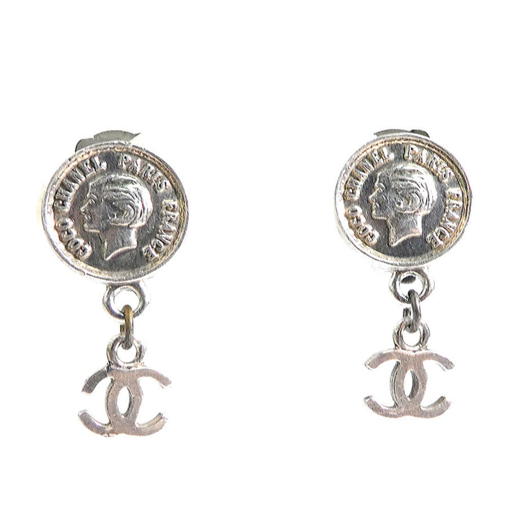 Chanel CHANEL Earrings Medallion Metal Silver Women's e62089d